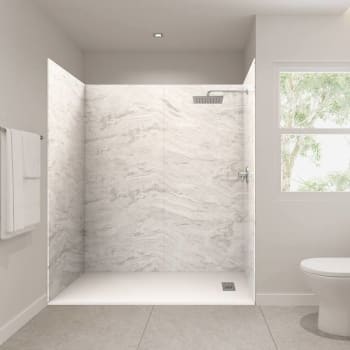 Image for Castico 72x36x84" Solid Composite Stone Alcove Shower Kit Sierra Light Walls from HD Supply