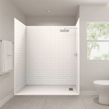 Image for Castico 72x36x84" Solid Composite Stone Alcove Shower Kit Subway Walls from HD Supply