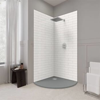 CASTICO Corner Round 37"X37"X84" Solid Composite Stone Kit Subway Walls Graphite