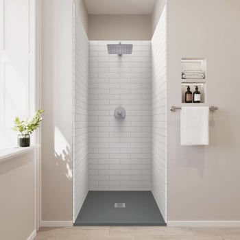 Image for CASTICO 36"X36"X84" Solid Composite Stone Shower Kit Subway Walls Graphite Sand from HD Supply