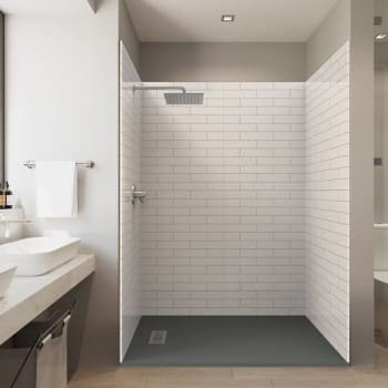 Castico 60x36x84" Solid Composite Stone Alcove Shower Kit Subway Walls