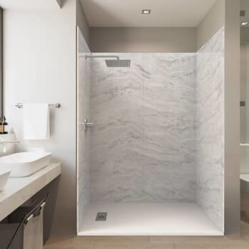 Image for Castico 60x36x84" Solid Composite Stone Alcove Shower Kit Sierra Light Walls from HD Supply