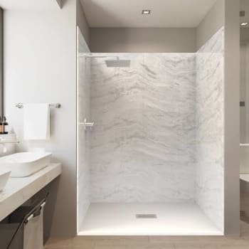 Image for Castico 60x36x84" Alcove Solid Composite Stone Shower Kit Sierra Light Walls from HD Supply