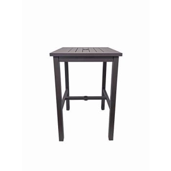 Grosfillex 42x28 Sigma Bar Height Table, 100% Aluminum, Black