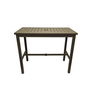 Grosfillex 51x28 Sigma Bar Height Table, 100% Aluminum, Fusion Bronze