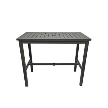 Grosfillex 51x28 Sigma Bar Height Table, 100% Aluminum, Black