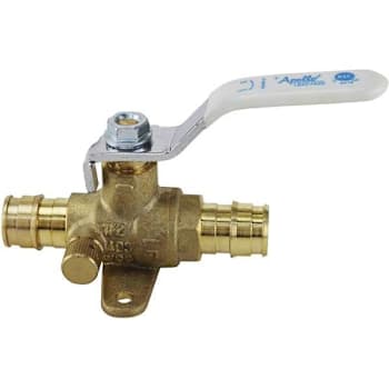 Apollo 1/2 In. Brass PEX-A Barb Ball Valve With Drain And Mounting Pad