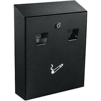 Alpine Industries Black Wall-Mounted Cigarette Disposal Station Outdoor Ashtray