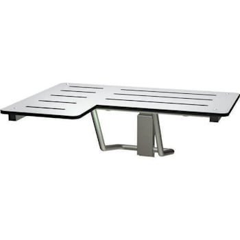 Folding 33 In. W Shower Seat Solid Phenolic L-Shaped Right Hand, White