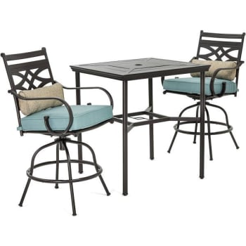 Image for Hanover Montclair 3-Piece High-Dining Set In Ocean Blue 33" Square Table from HD Supply