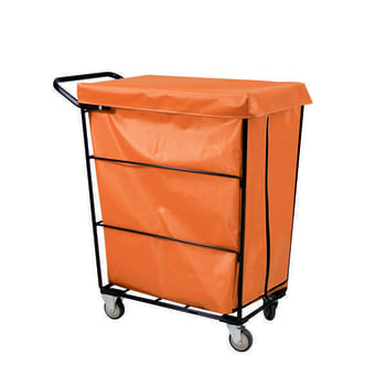 Royal Basket Trucks Janitorial Linen Cart Orange All Swivel