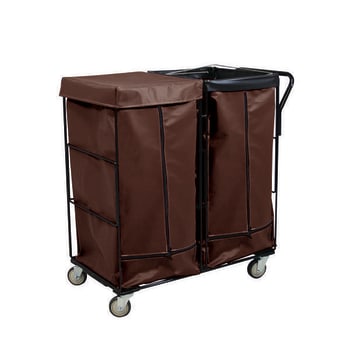 Royal Basket Trucks Janitorial Linen Cart Brown 2 Comp All Swivel