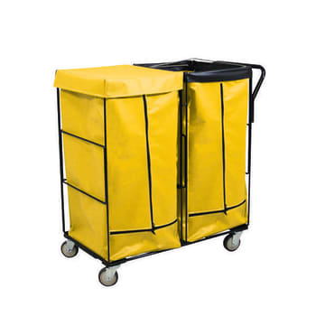 Royal Basket Trucks Janitorial Linen Cart Yellow 2 Comp 2 Regular-2 Swivel