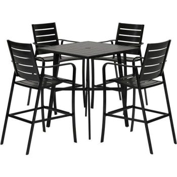 Image for Cape Soleil Fairhill 5-Piece Dining Set 42" Slat Bar Table W/4 Chairs, Gunmetal from HD Supply