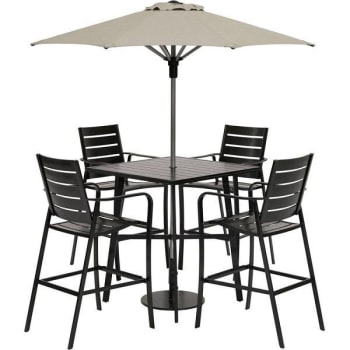 Image for Cape Soleil Fairhill 5 Pc Dining Set 42" Slat Bar Table W/4 Bar Chairs, Gunmetal from HD Supply