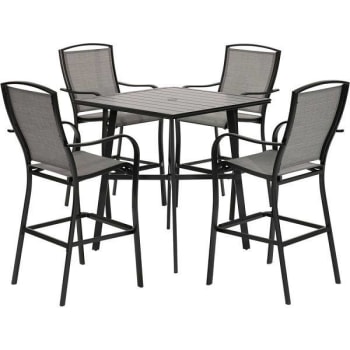 Image for Cape Soleil Richmond 5-Pc Dining Set, 42" Slat Bar Table W/4 Bar Chairs Gunmetal from HD Supply