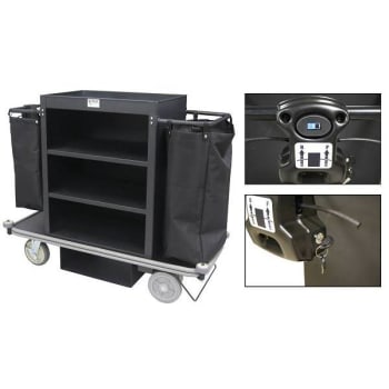 Image for Royal Basket Trucks Motorized Deluxe Housekeeping Cart-Black- 8" Casters from HD Supply