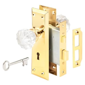 Image for Prime-Line® Mortise Keyed Lock Set With Glass Knob, 2" Outer Diameter, Brass from HD Supply