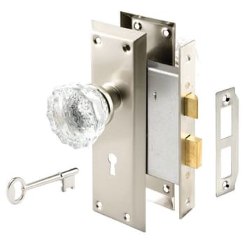 Image for Prime-Line® Mortise Keyed Lock Set With Glass Knob, 2" O.d., Satin Nickel from HD Supply