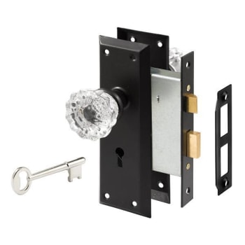 Image for Prime-Line® Mortise Keyed Lock Set With Glass Knob, 2" O.d., Matte Black from HD Supply