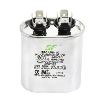 Image for Trane 5 Mfd 370/440 Volt Oval Run Capacitor from HD Supply