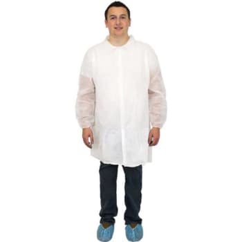The Safety Zone Polylite® Labcoat Snp Frt No Pocket Ls Ec Wrst Wht XL Case Of 30