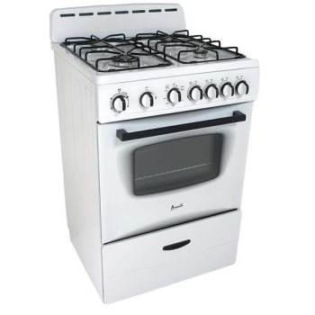 Image for Avanti PRO 24 In. 2.6 Cu. Ft. 4 Burner Gas Freestanding Range, Manual Clean, White, ADA from HD Supply