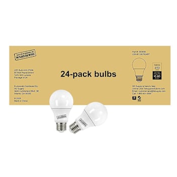 Image for Maintenance Warehouse 40w Eq A19, Medium Base, Non Dimmable, 2700k, Soft White, Package Of 24 from HD Supply