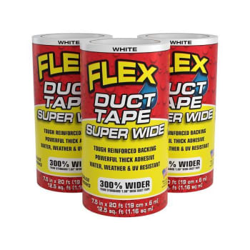 Flex Seal Duct Tape, White, 7.5" X 20', Case Of 3