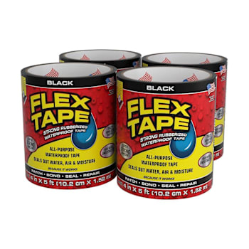 Image for Flex Seal Strong Rubberized Waterproof Tape, Black, 4" X 5', Case Of 4 from HD Supply