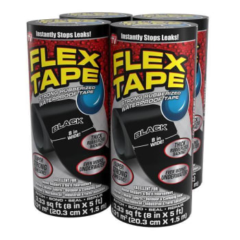 Image for Flex Seal Strong Rubberized Waterproof Tape, Black, 8" X 5', Case Of 4 from HD Supply