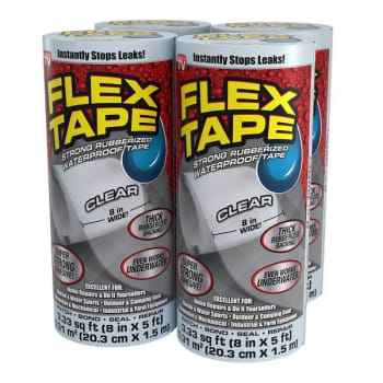 Image for Flex Seal Strong Rubberized Waterproof Tape, Clear, 8" X 5', Case Of 4 from HD Supply