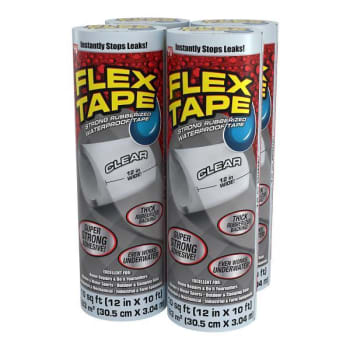 Image for Flex Seal Strong Rubberized Waterproof Tape, Clear, 12" X 10', Case Of 4 from HD Supply