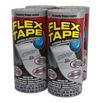 Image for Flex Seal Strong Rubberized Waterproof Tape, Gray, 8" X 5', Case Of 4 from HD Supply