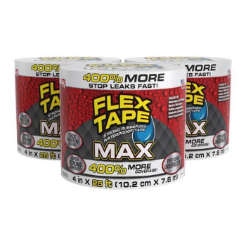 Flex Seal Max Strong Rubberized Waterproof Tape, White, 4" X 25', Case Of 3