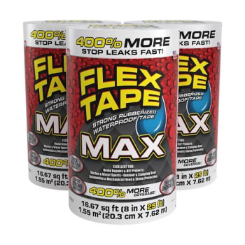 Image for Flex Seal Max Strong Rubberized Waterproof Tape, White, 8" X 25', Case Of 3 from HD Supply