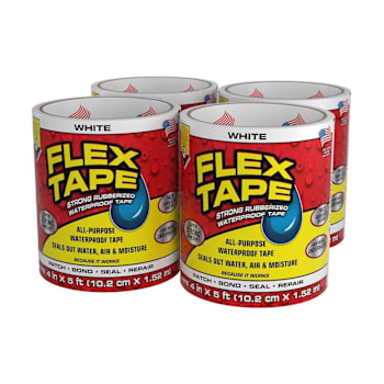 Image for Flex Seal Strong Rubberized Waterproof Tape, White, 4" X 5', Case Of 4 from HD Supply