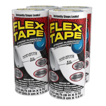 Image for Flex Seal Strong Rubberized Waterproof Tape, White, 8" X 5', Case Of 4 from HD Supply