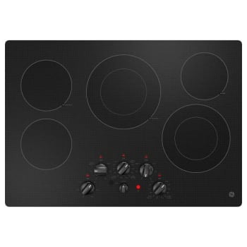 GE® 30 In. 5 Burner Smooth Surface Radiant Electric Cooktop, Built-In Knob Control, Black, ADA