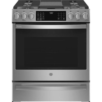 Image for GE Profile 30 In. 5.6 Cu. Ft. 5 Burner Gas SmartHQ Slide-In Range with Air Fry, Self-Clean, Stainless Steel, ADA from HD Supply