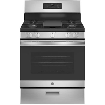 GE 30 In. 5 cu. ft. 5 Burner Gas Freestanding Range, Steam Clean, Stainless Steel