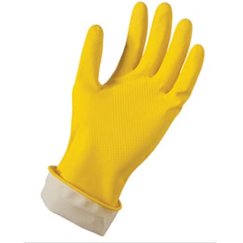 Yellow Latex Flock Lined Chemical Gloves Large Package Of 3