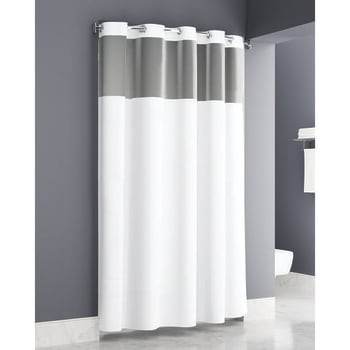 Zenna Traveler Collection Easy Hang ™ Plainweave White Shower Curtain 71x74 Window With Waterproof Liner Attached - Hook White