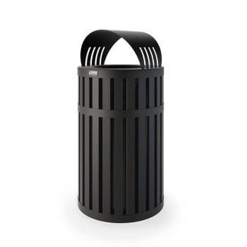 Suncast Commercial® Round Slatted Can With Canopy Lid