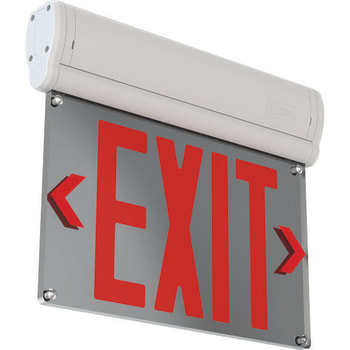 Image for Lithonia Lighting Basics™ Edge-Lit Exit Sign, Surface Mount, White, Red Letter from HD Supply