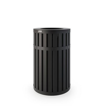 Suncast Commercial® 45 Gallon Round Slatted Metal Trash Can