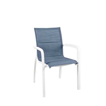 Grosfillex Sunset Comfort Armchair Madras Blue/ Gw  Package Of 4