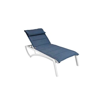 Grosfillex Sunset Comfort Chaise Lounge Madras Blue/Gw Package Of 2