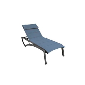 Grosfillex Sunset Comfort Chaise Lounge Madras Blue/Vb  Package Of 2