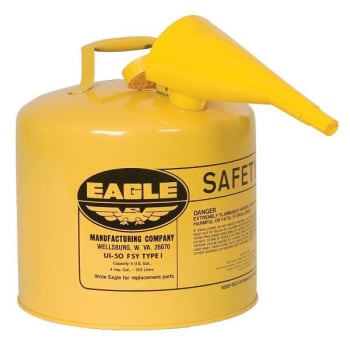 Eagle Type I Steel Safety Can For Diesel 5 Gal. W/Funnel Flame Arrester Yellow